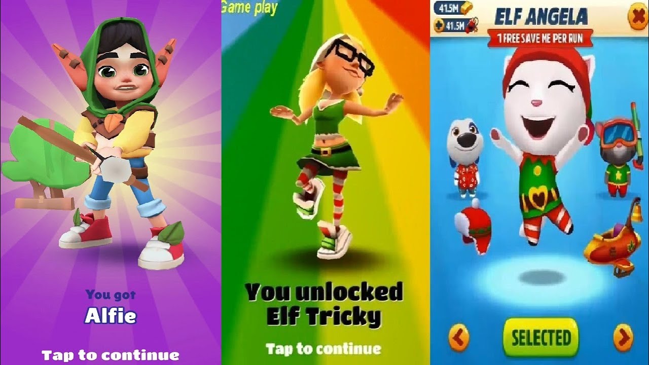Talking Tom Gold Run VS Subway Surfers Saint Peters Burg Fantasy Fest Alfie ELF ANGELA Elf Tricky
