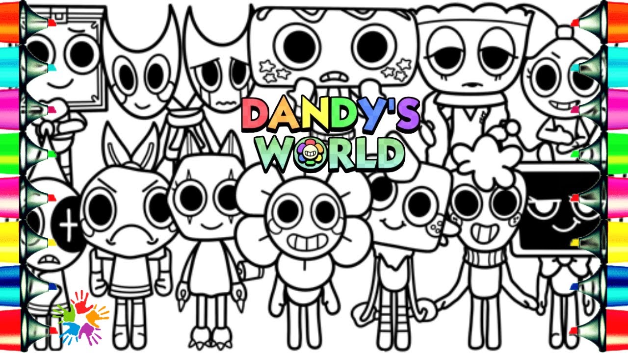 DANDY'S WORLD Roblox Coloring Page / Dandy Poppy Goob Cosmo Sprout Astro Vee Scraps Shrimpo Teagan