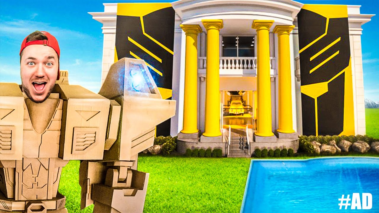 BUMBLE BEE Transforming BOX FORT House! 24 Hour Challenge!