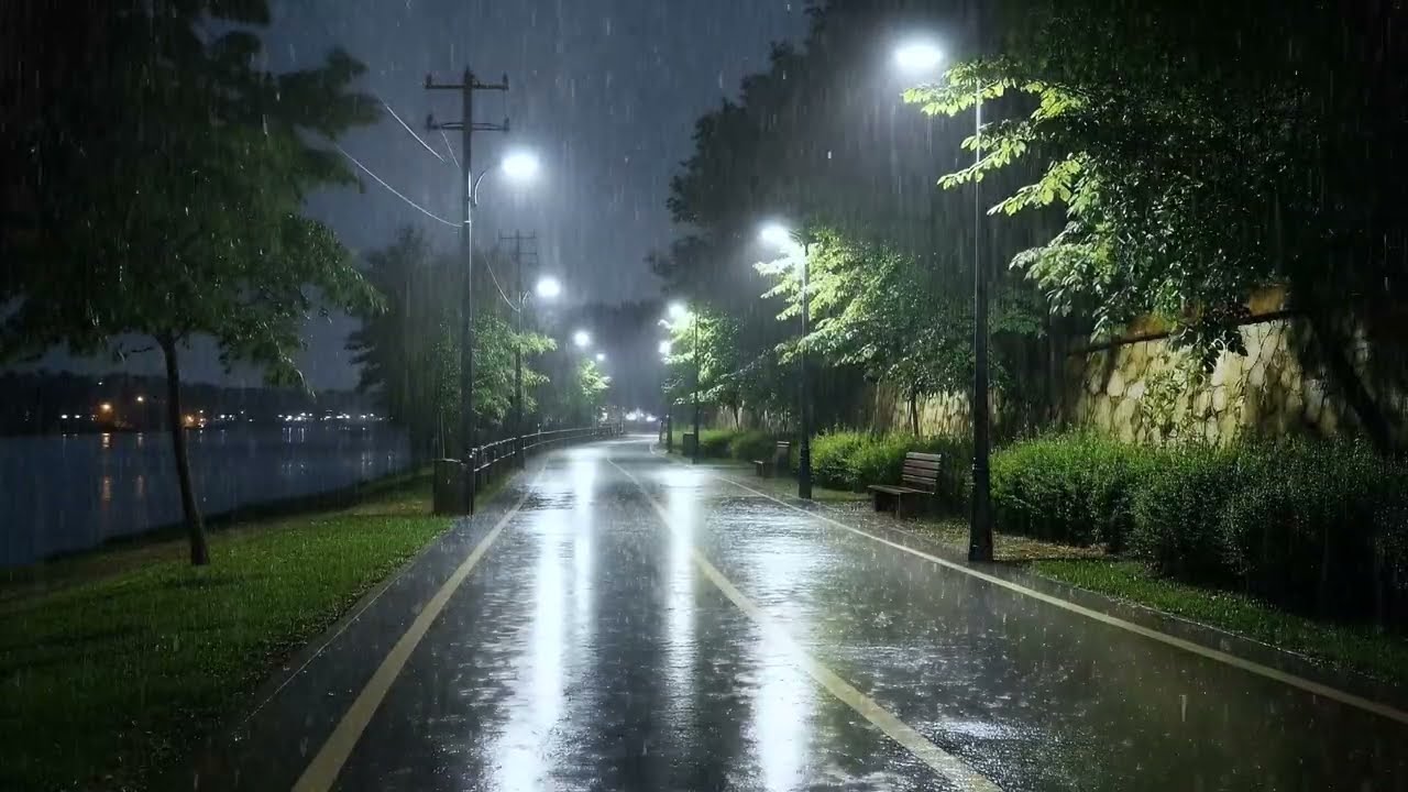 Goodbye Stress with Gentle Rain Sounds on Road | ASMR Relaxing Rain for Sleep Time
