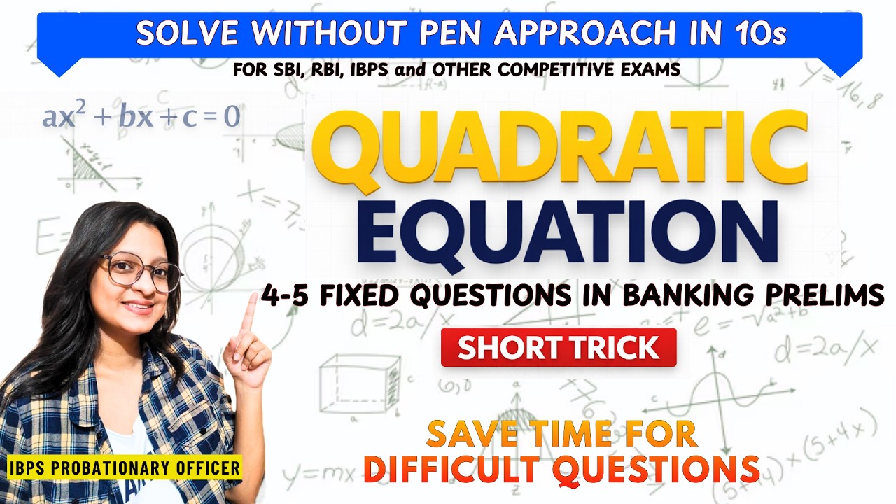 Quadratic Equations for RBI Assistant Prelims, SBI & IBPS #banking #rbiassistant