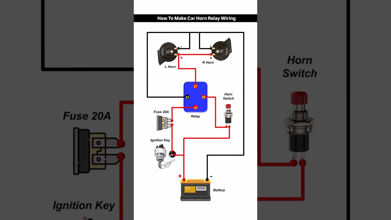 How To Make Car Horn Relay Wiring Diagram | Car Horn Relay Connection #relay #horn #wiringdiagram