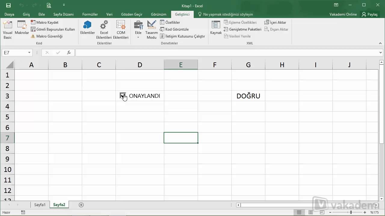 Microsoft Excel'de Form Denetimleri - Onay Kutusu Oluşturmak