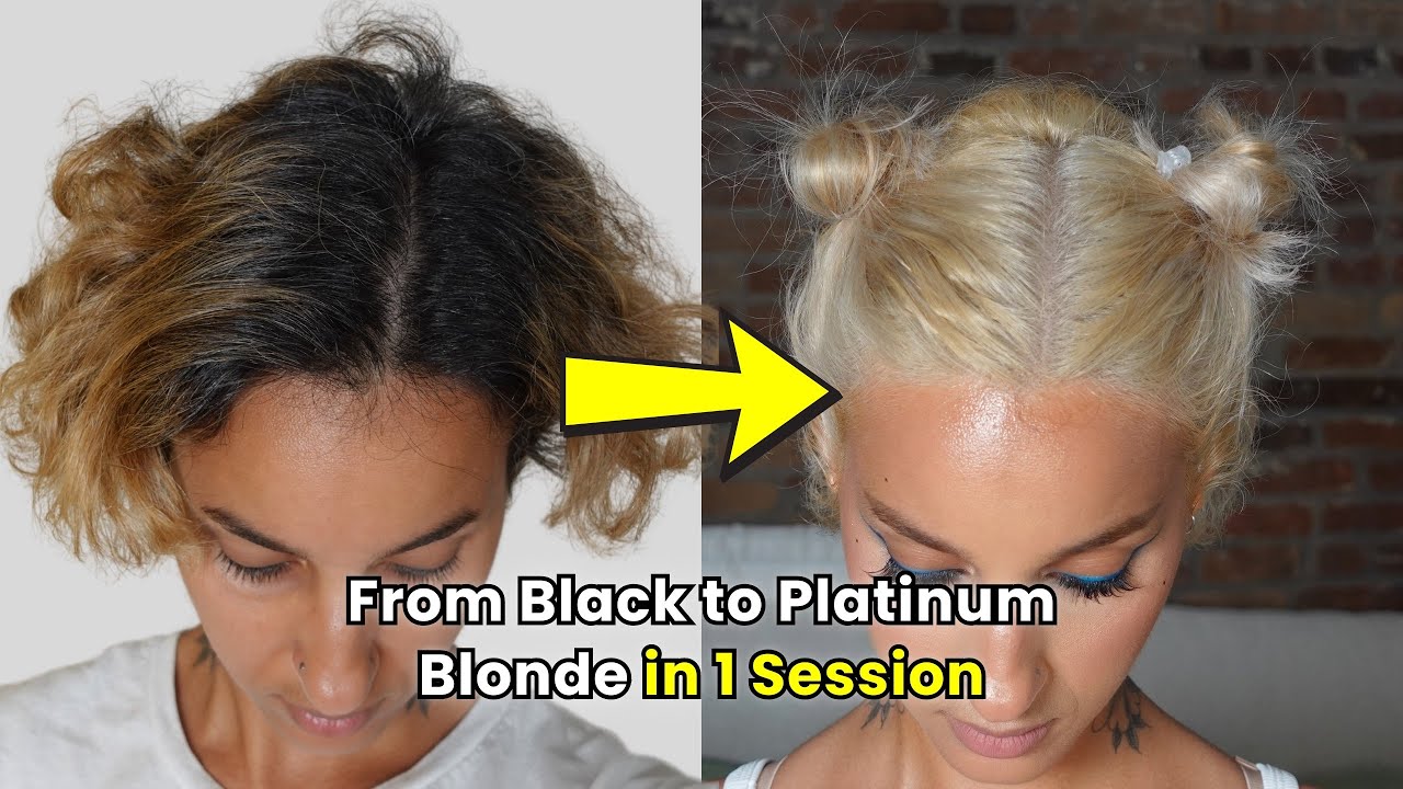 From Black to Platinum Blonde in 1 Session | At-Home Hair Transformation