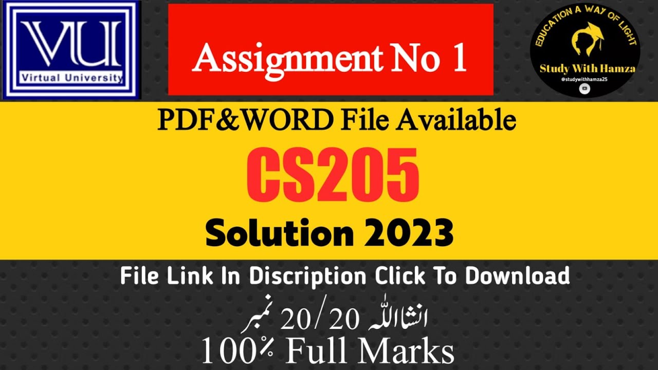 CS205 Assignment No 1 Solution 2023 | Cs205 Assignment Spring 2023 Solution | Information Security