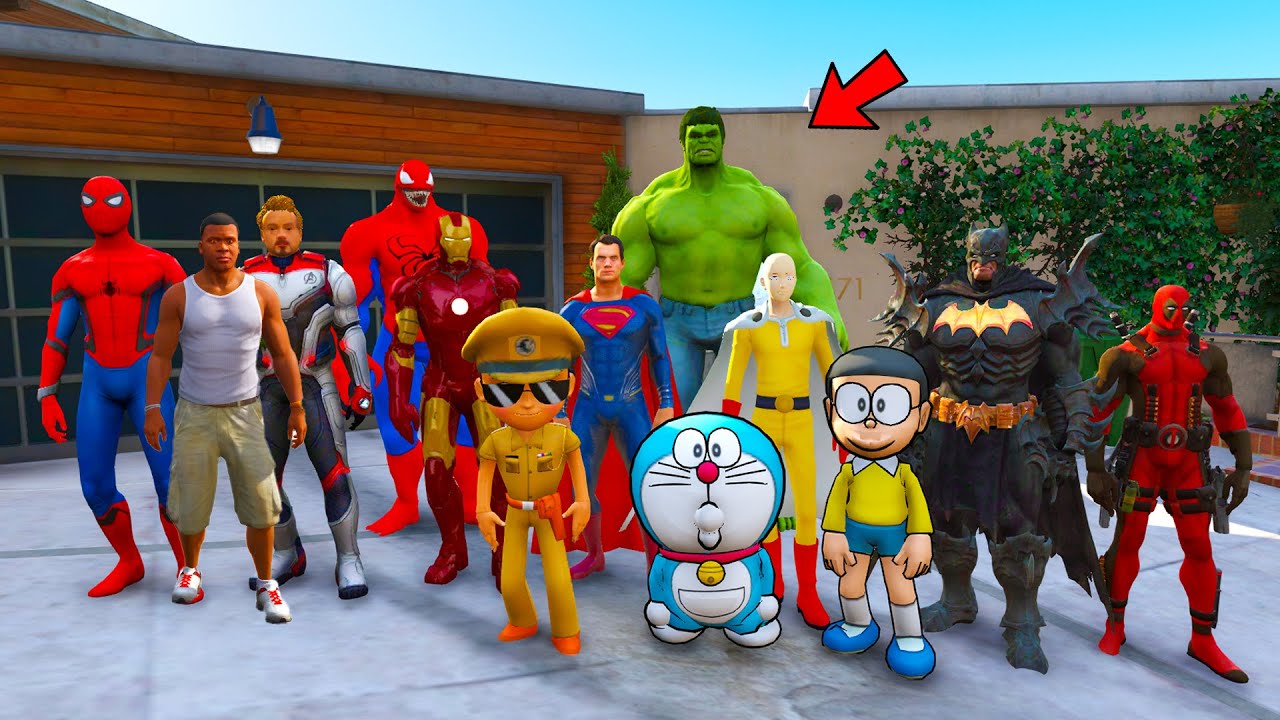GTA 5 : FRANKLIN PLAYING HIDE AND SEEK WITH ALL AVENGERS IN GTA 5!