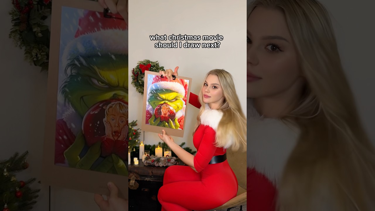 TWO ARTISTS - ONE CANVAS!🎄WHAT #CHRISTMAS MOVIE SHOULD I DRAW NEXT? #art #short #homealone #grinch