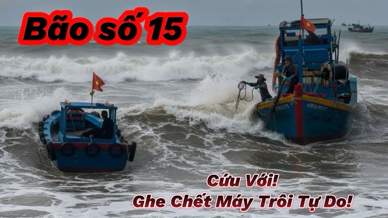 Ghe Chết Máy Trôi Tự Do Khi Vào Cửa Biển La Gi! Sóng Bão Số 15 Đánh Dồn Dập! Ngư Dân Hoảng Loạn!