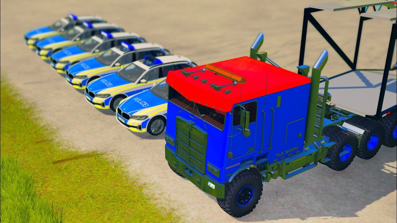 OPTIMUS PRIME INSPIRED TRUCK TRANSPORTING POLICE CARS - Farming Simulator 22