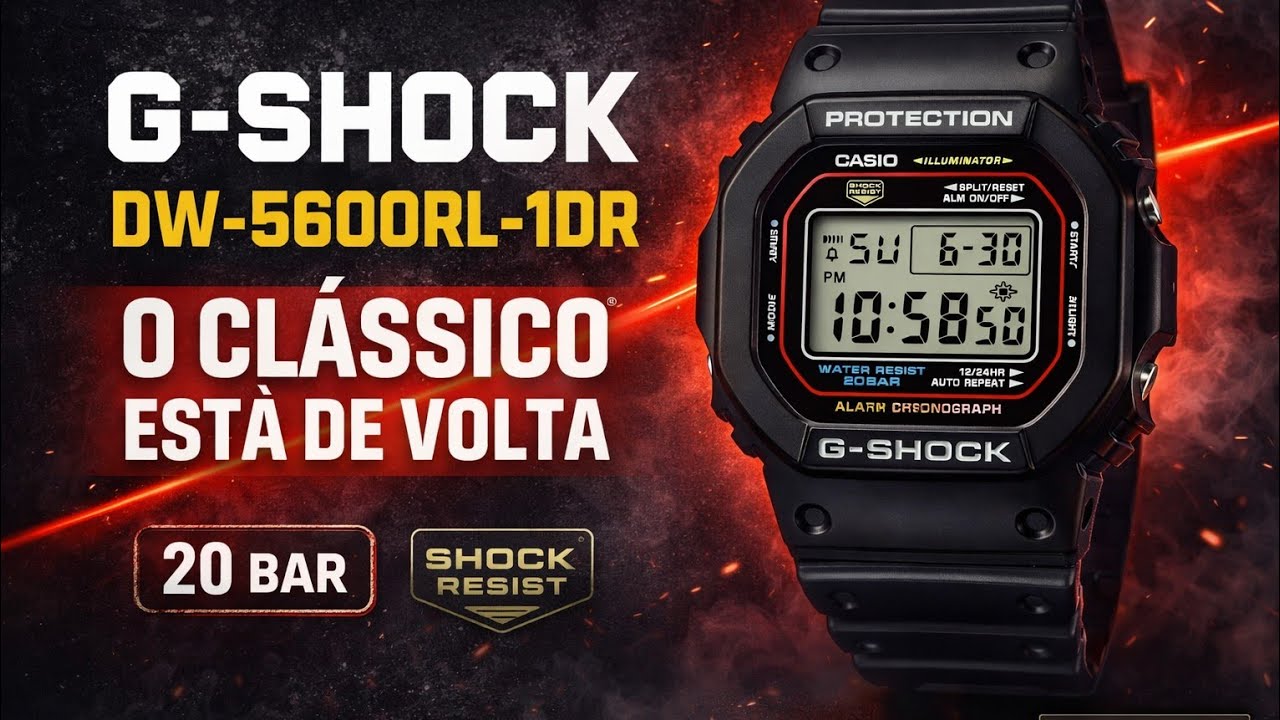 🔴 Relógio Casio G-Shock DW-5600RL O Clássico e Robusto Casio G-SHOCK DW-5600RL-1DR Está de Volta!!!