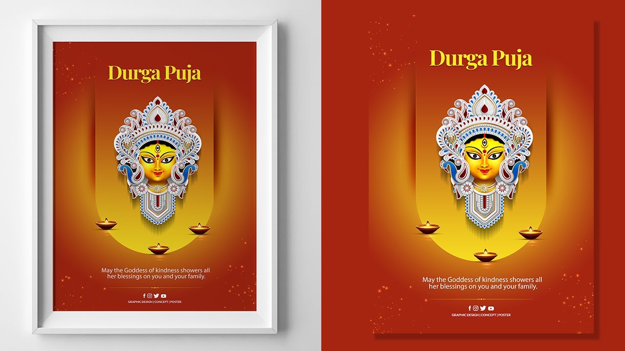 Durga Puja Poster design | Durga Puja Banner Design 2022 | Festival poster design