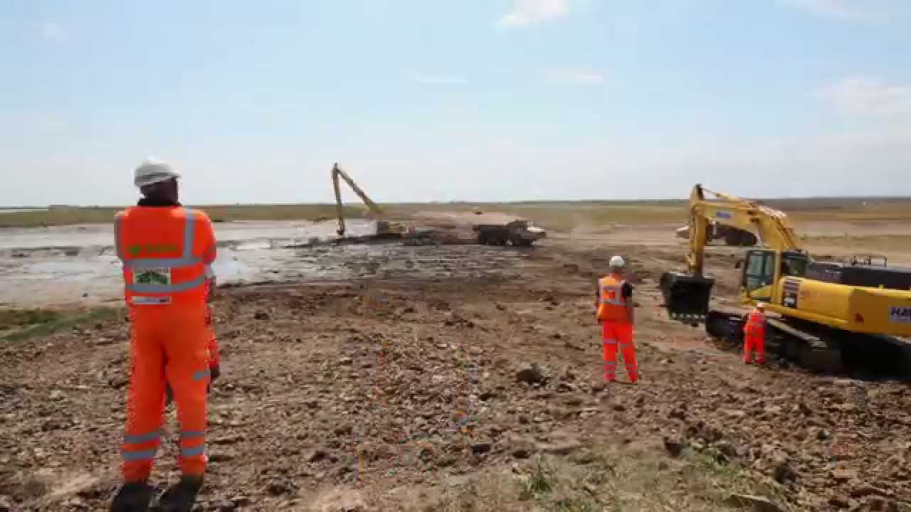Crossrail Sustainability: Time-lapse shows sea wall breach at Wallasea Island