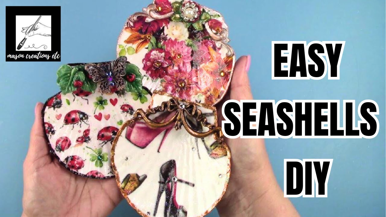 How to DECOUPAGE a Napkin to SEASHELLS – EASY DIY