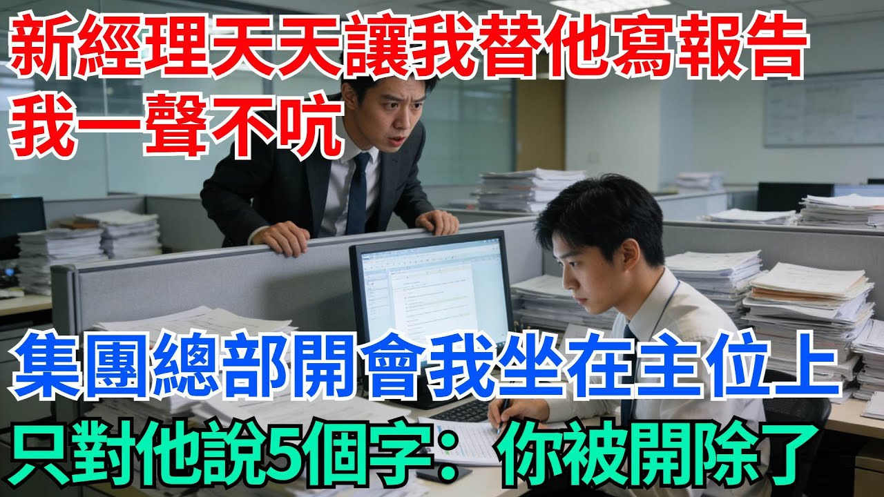 新來的經理天天讓我加班替他寫報告，我一聲不吭，集團總部開會，我坐在主位上，只對他說了5個字：你被開除了【奇趣天下】#職場逆襲#職場智慧#爽文職場#工作日常#完結爽文