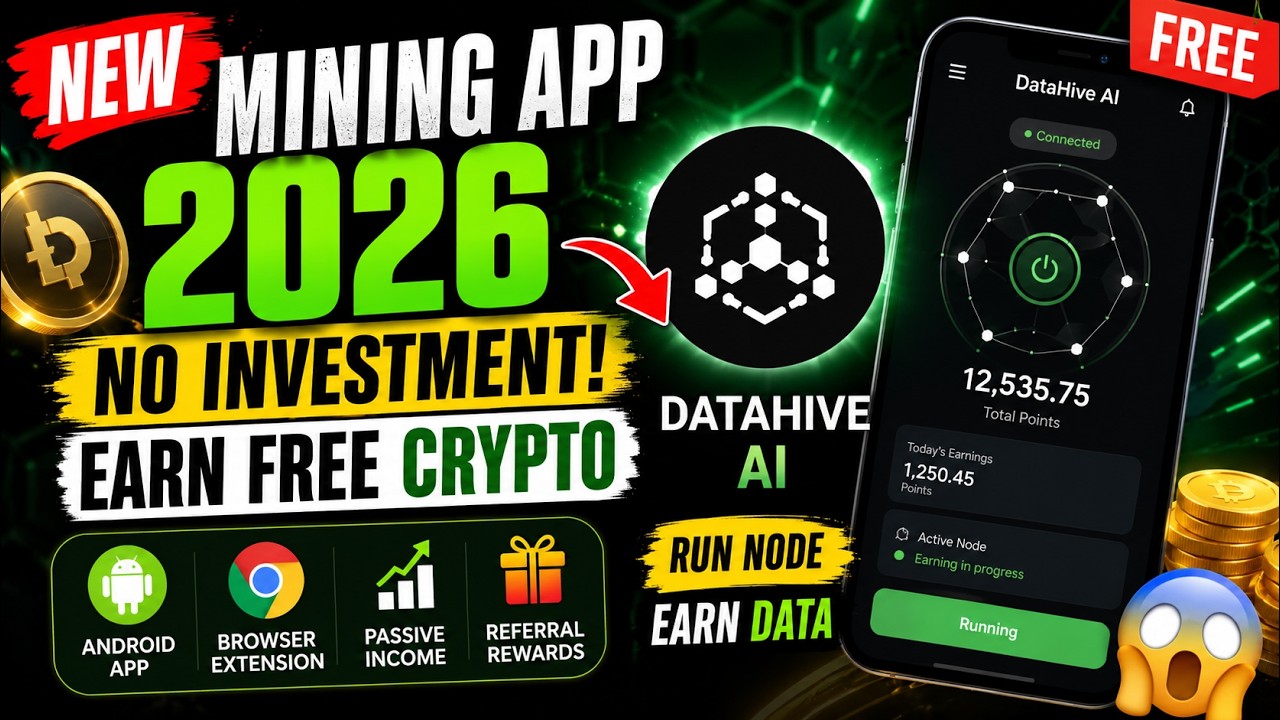 DataHive AI Mining App 2026 | Free Crypto Mining App | Earn Free DATA Tokens on Android