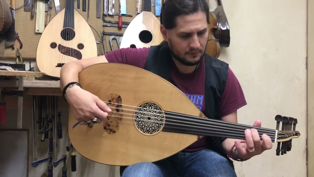 Arabic oud single hole 61,5cm scale gumtree-bearclaw old spruce played by ILIAS made by Dimitris 