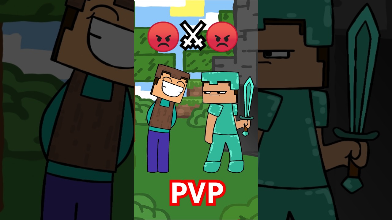 PVP in Minecraft 😡⚔️😡 #minecraftcartoon #subscribers #2danimation #loop #fun