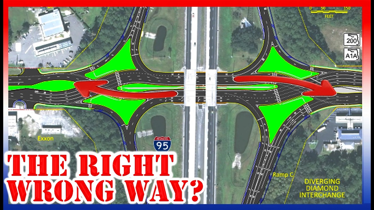 Why This Design FORCES You to Drive the WRONG Way | The Diverging Diamond Interchange