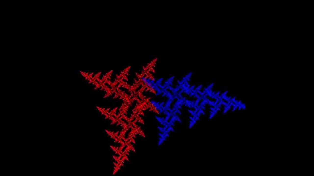 Fractal animation: Heighway dragon to golden dragon (+2PI)