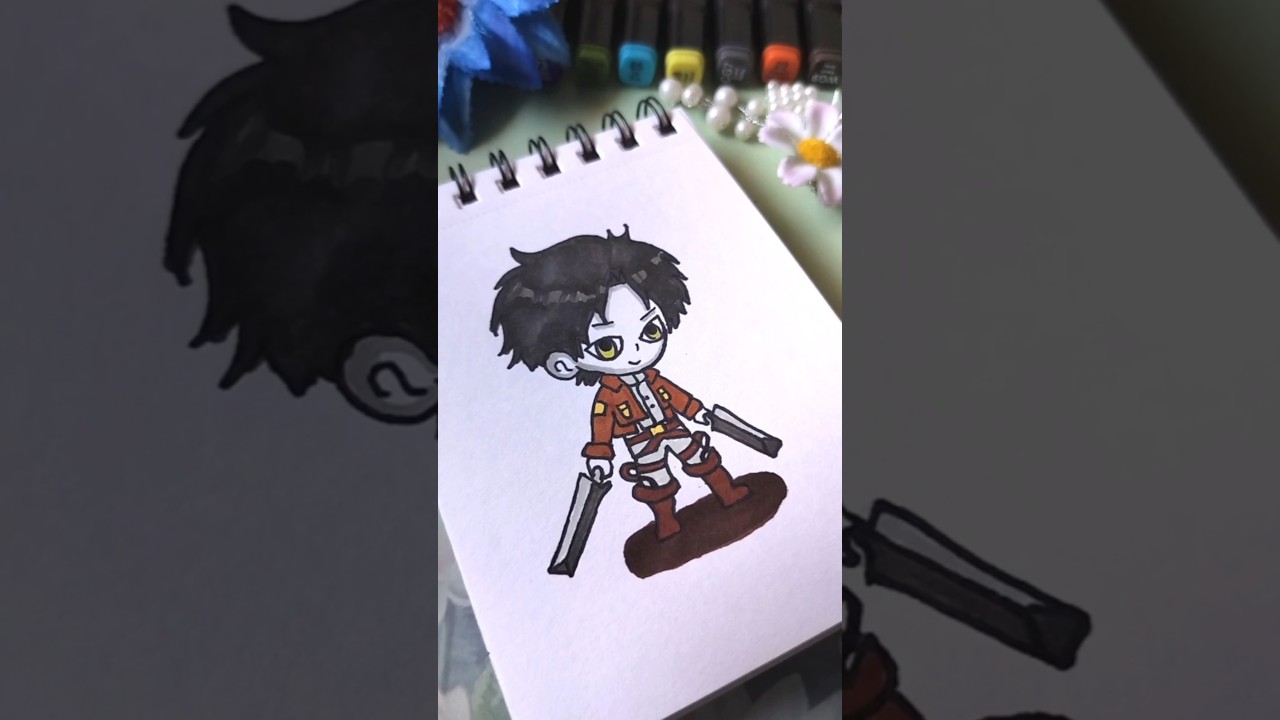 Chibi Levi Ackerman Anime Drawing ⚔️ Attack on Titan Anime Art 🔪| Kawaii Art with Easy Coloring Kids