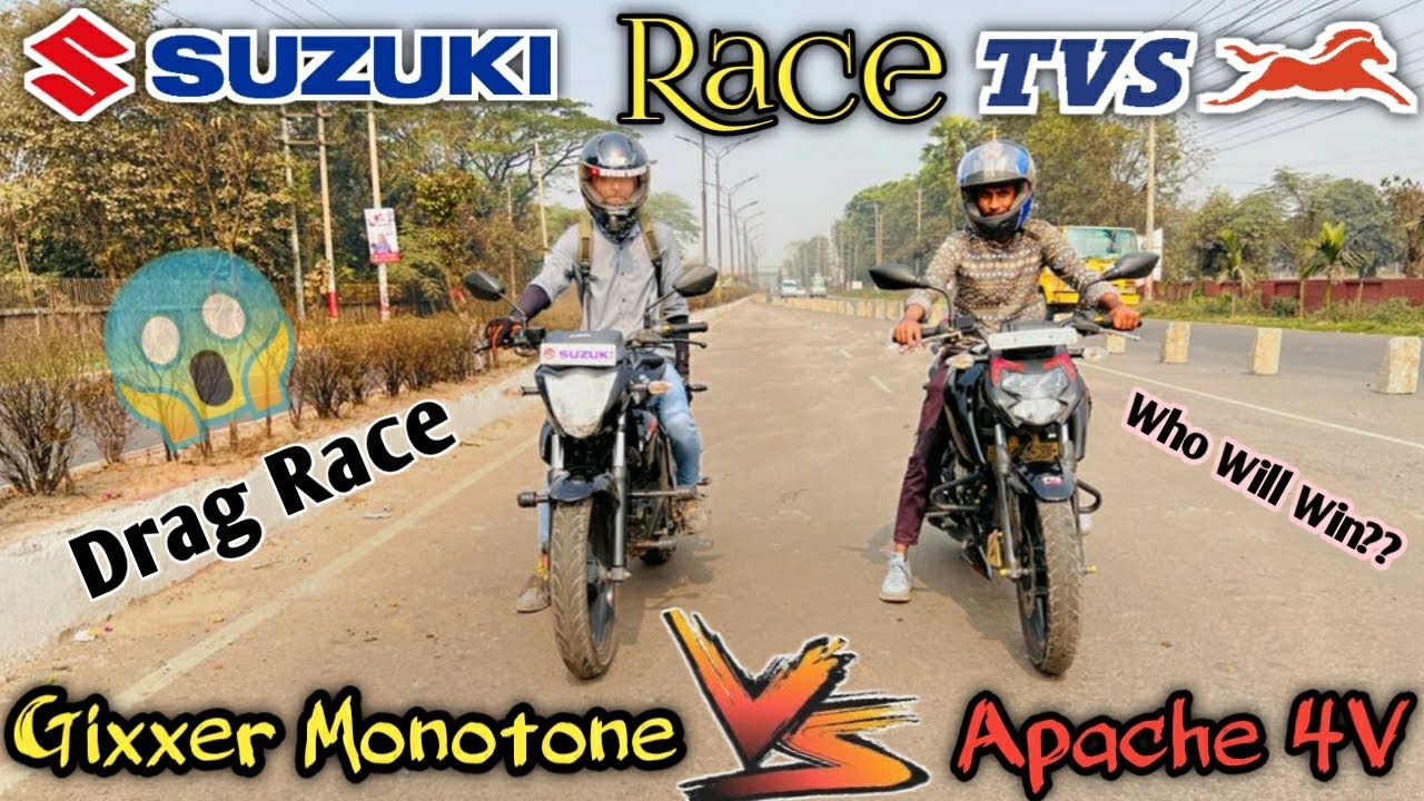 Suzuki Gixxer Monotone Vs Apache 4V Xconnect 160 || Drag Race/0 to 100 ||Who Will Win??? BoomBiker