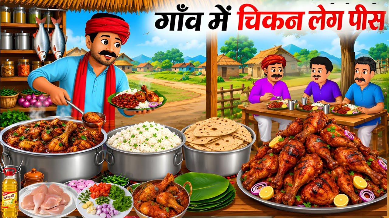गांव में चिकन चावल वाला | Gaon Me Chikken Wala | hindi Kahani | Cartoon Stories