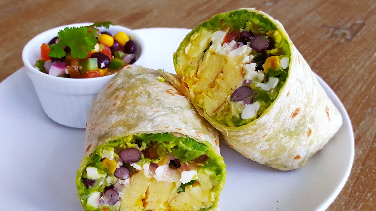 Healthy Breakfast Burrito with Black Bean Salsa