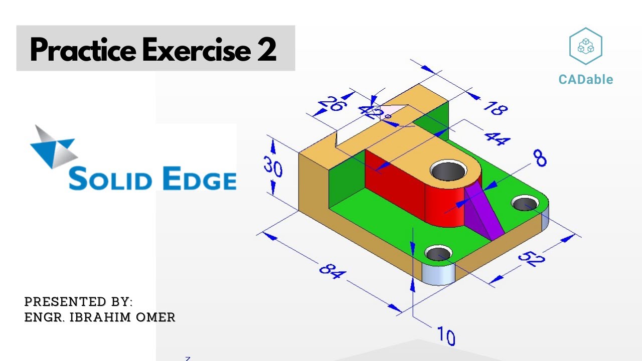 Solid Edge Tutorial For Beginners | Solid Edge V20 Tutorial | Solid Edge Exercise 2 | CADable