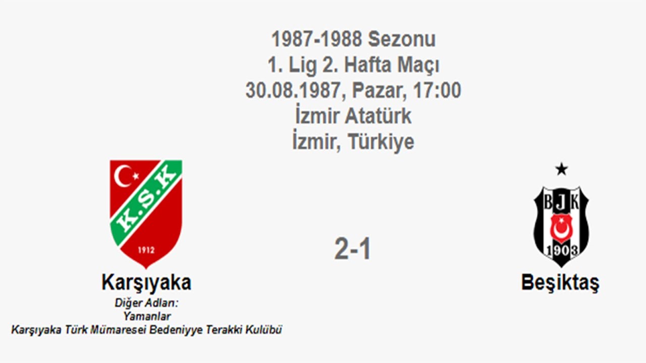 Karşıyaka 2-1 Beşiktaş 30.08.1987 - 1987-1988 Turkish 1st League Matchday 2