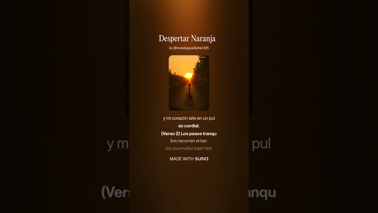 Despertar Naranja Pop folk con guitarra acústica y bajo ligero. Tempo 85 BPM. Inspirado en la energí