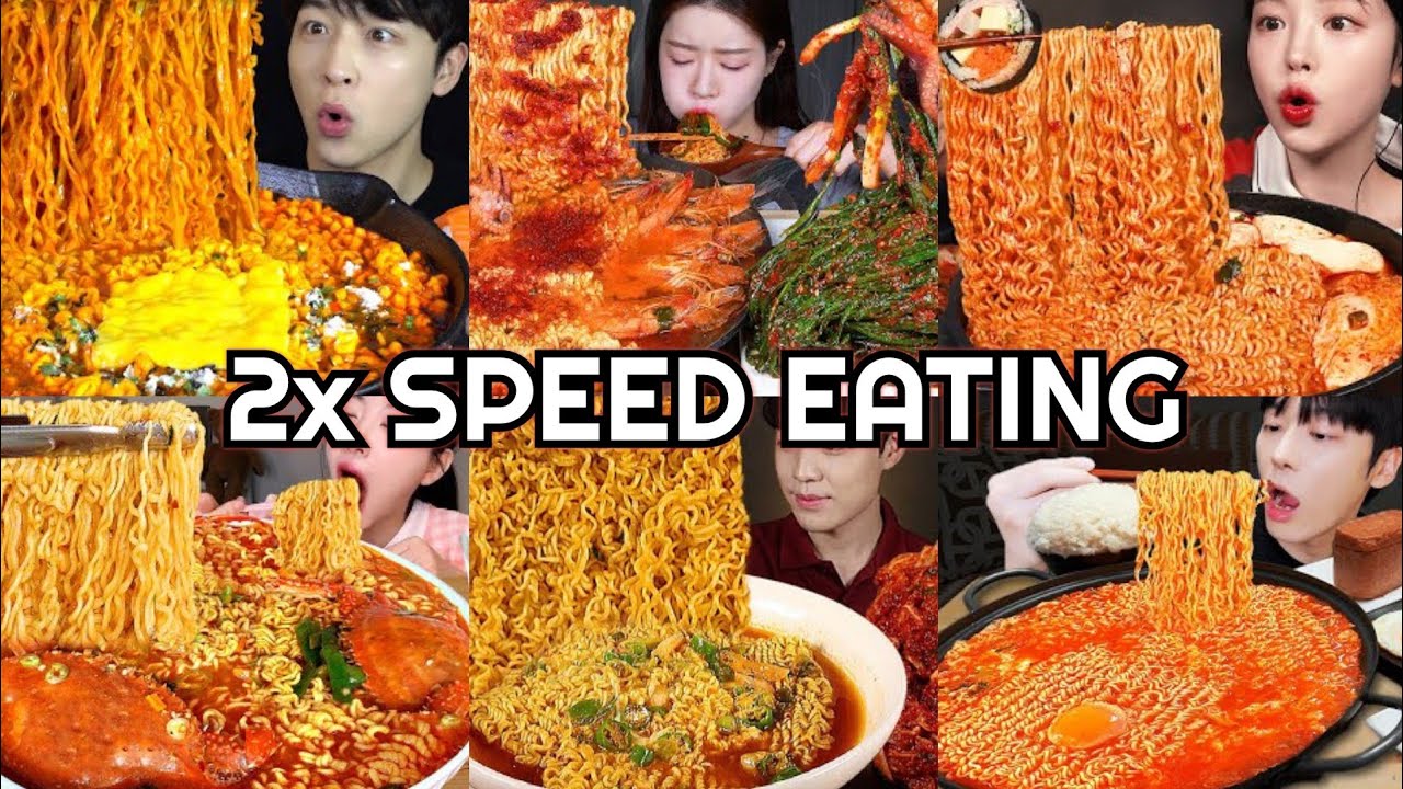 Ramyeon Spicy Noodles Mukbang | ASMR 2x Speed Eating Show 