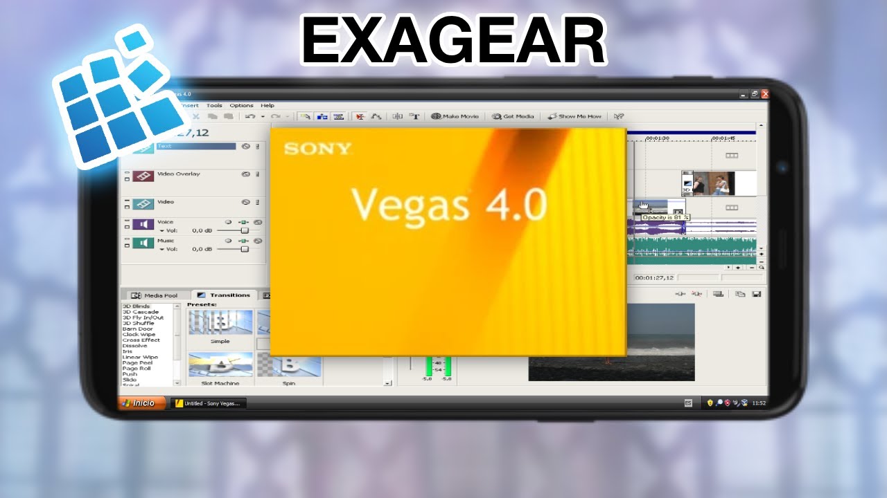 Vegas Pro on Android using Exagear!