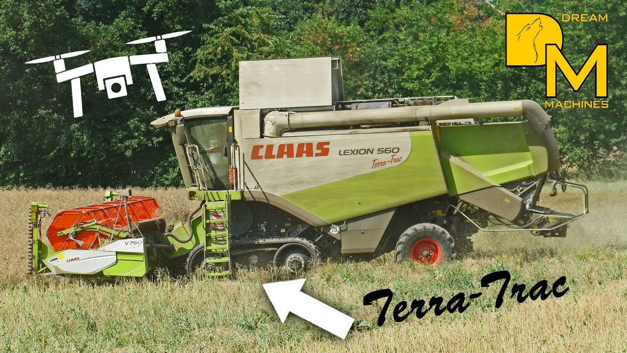 ERSTAUNLICHE LANDTECHNIK CLAAS LEXION TERRA TRAC M&Auml;HDRESCHER RAPS ERNTE im D&uuml;rre-Sommer