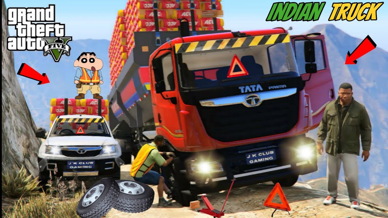 GTA 5 : FRANKLIN AND SHINCHAN DRIVING TATA TRUCK PRIMA 5530 FOR TRANSPORT BUSINESS IN GTA 5