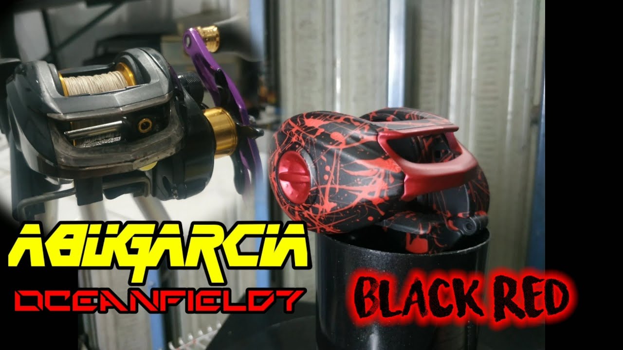Custom paint - Reel Abu Garcia Oceanfield7 / Repaint Black Red Abstract