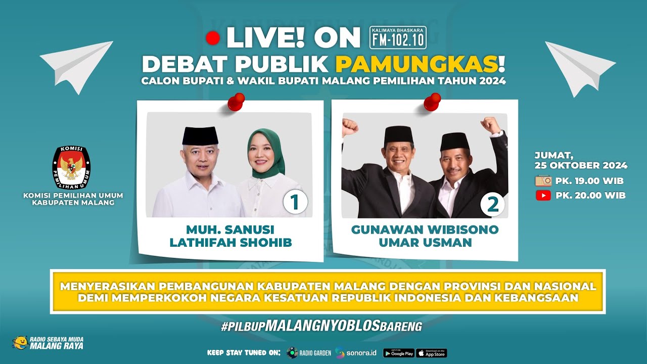 DEBAT PUBLIK PAMUNGKAS CALON BUPATI & WAKIL BUPATI MALANG 2024!! | 🔴LIVE STREAMING