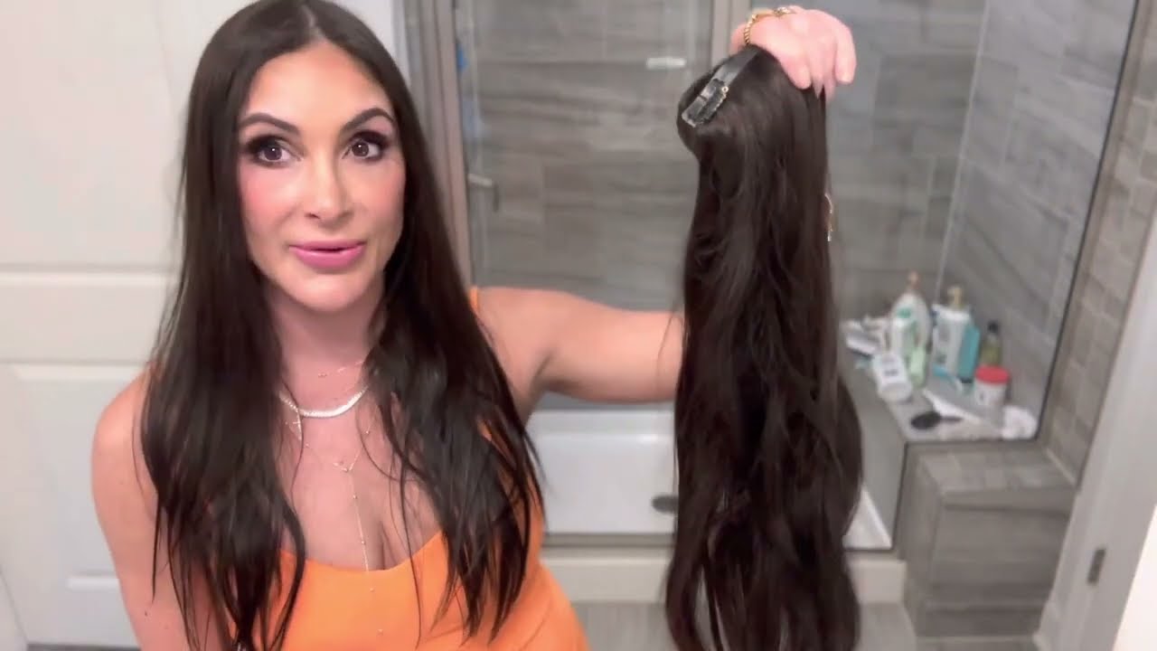 Dark Brown 2   Seamless Clip in Hair Extensions 20inch