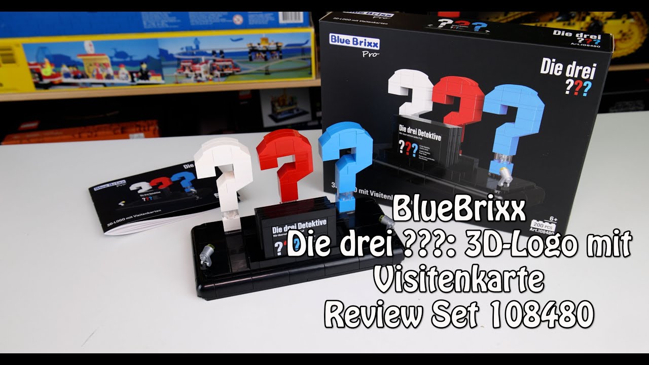 Review BlueBrixx Die drei ???: 3D-Logo mit Visitenkarte (Set 108480)