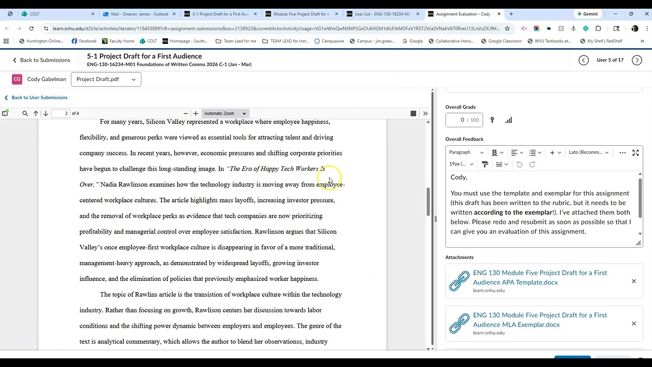 How to write to the exemplar rather than to the rubric