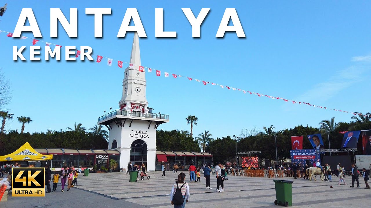 Walking in Antalya Kemer, Turkey - Beautiful Promenade 