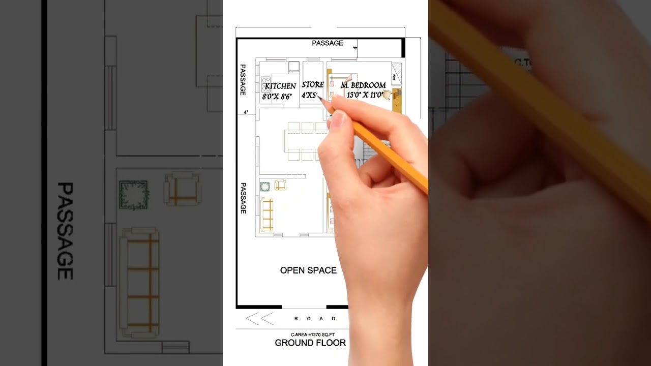 35 X 40 Floor Plan Design Luxury #35x40 #35x40housedesign #myhousedesignin #2bhk #1400sqft #30by40