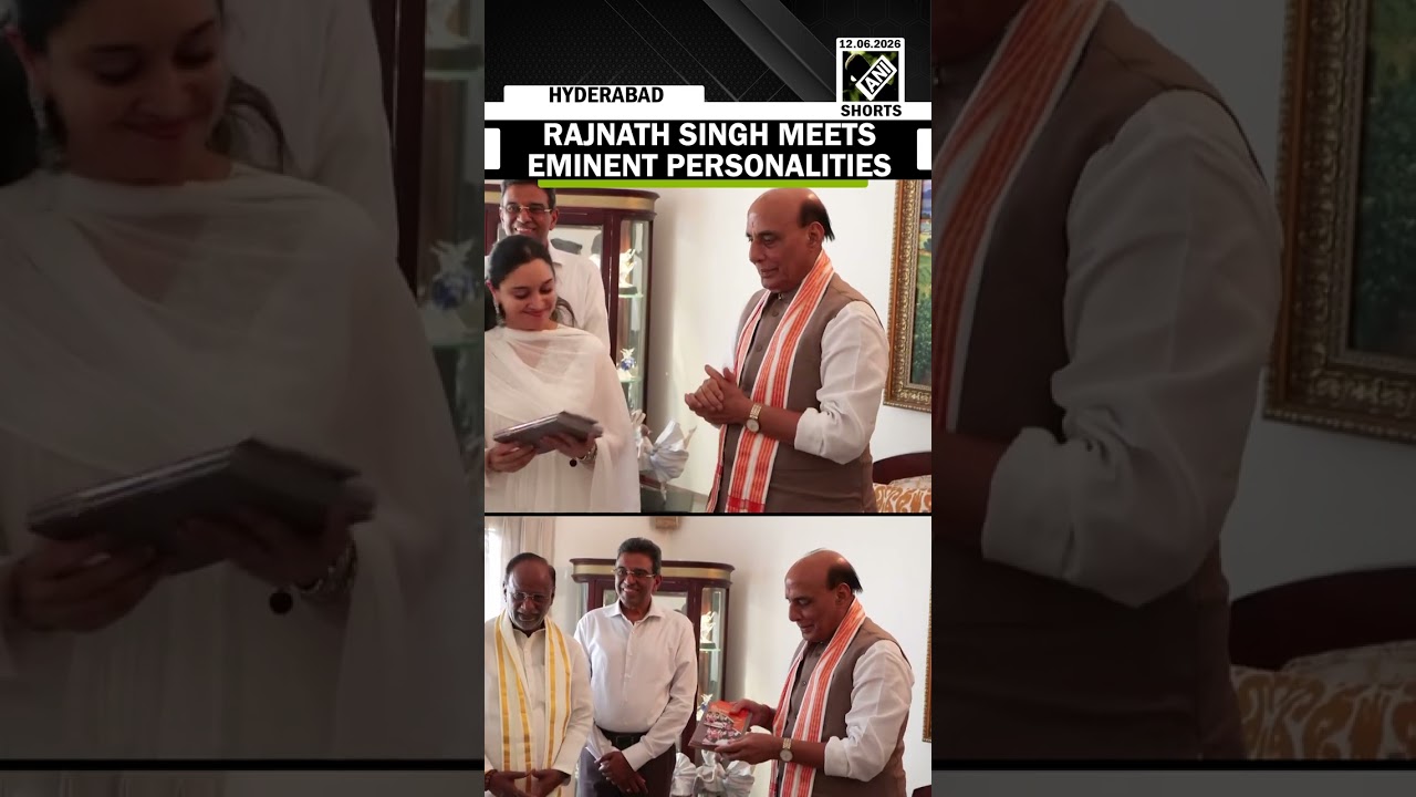 Defence Minister Rajnath Singh interacts with eminent personalities in Hyderabad&rsquo;s Jubilee Hills