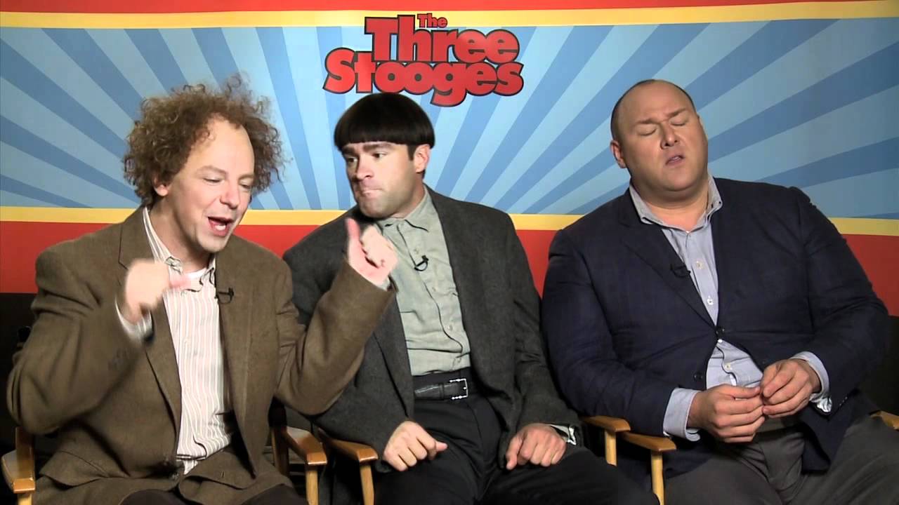 The Three Stooges interviews - Moe (Diamantopoulos), Larry (Hayes), Curly (Sasso) and Jane Lynch