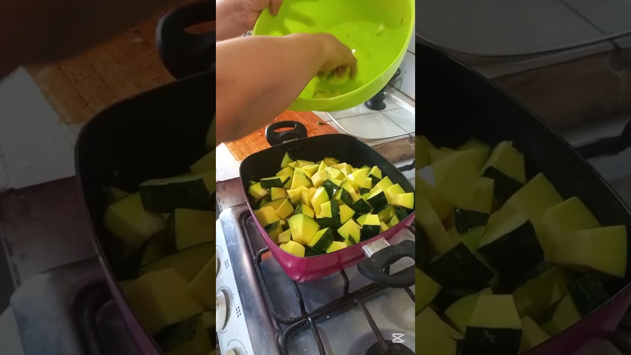 Yo, preparando un riquísimo guiso de ayote verde. 