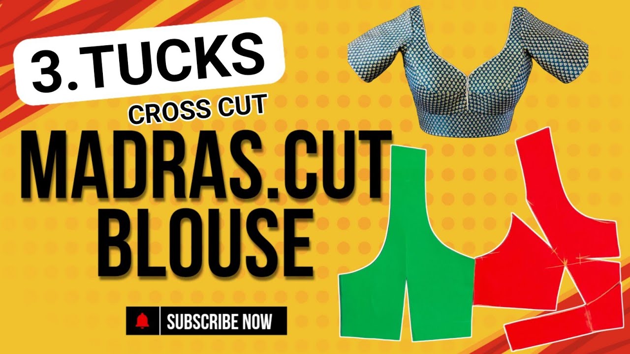 3 Tucks Blouse Cutting And Stitching| Madras Cut Blouse