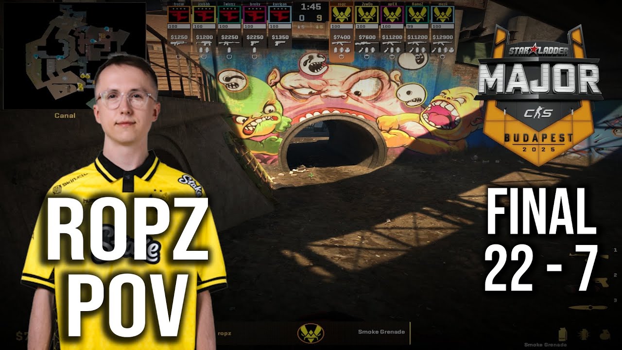 Ropz POV vs FAZE — CS2 Major Final Overpass | Pro POV