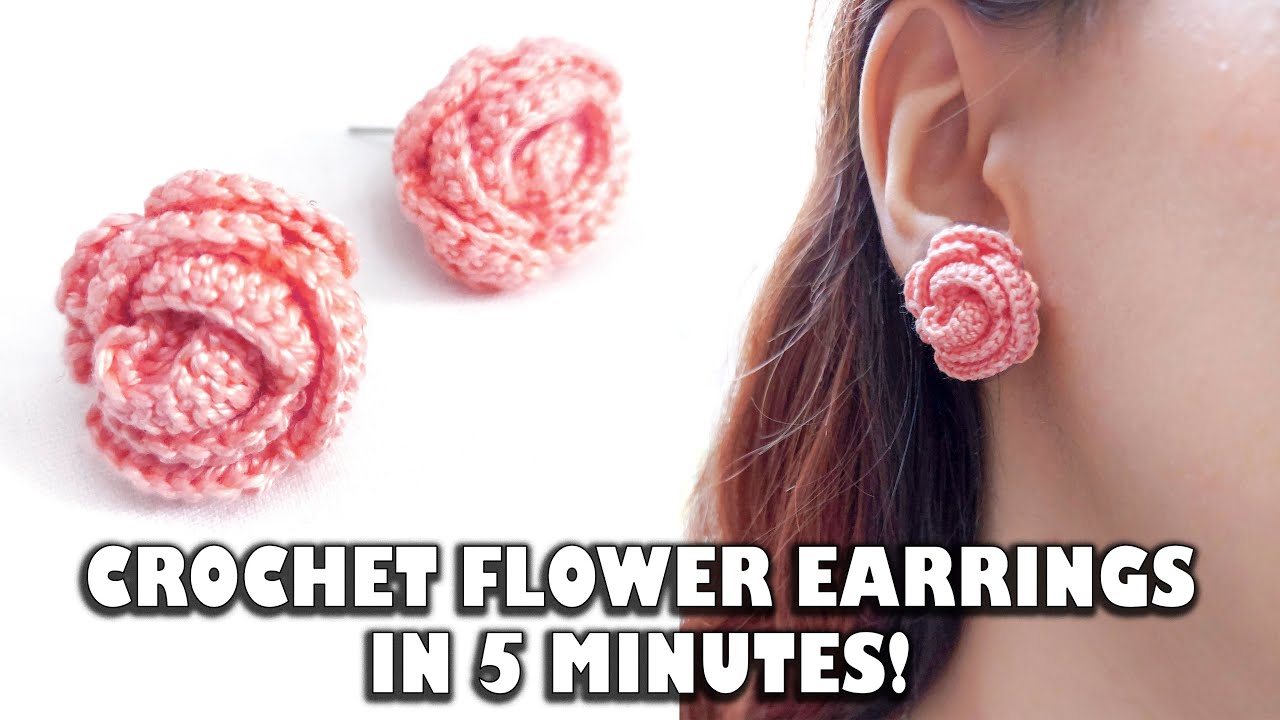Crochet Flower Earrings For Beginners-Step by Step Tutorial (+ENG SUB)!