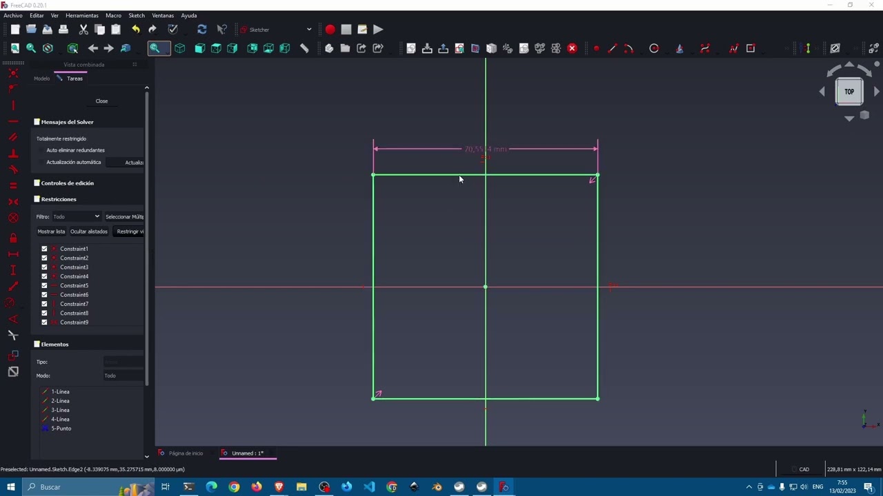 FreeCAD 0.20 | Práctica 005 | Cuadrado