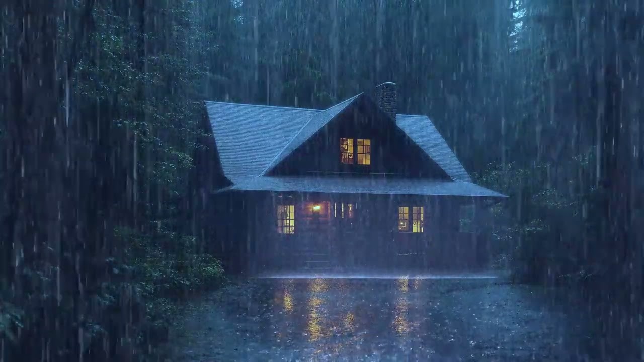 Rainy Cabin Night | 8 Hours of Relaxing Ambience