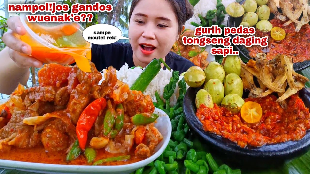 SEUGERR SAMPE NAMBAH! TONGSENG PEDAS DAGING SAPI SAMBAL DADAK LALAPAN MENTAH JENGKOL MUDA KACANG